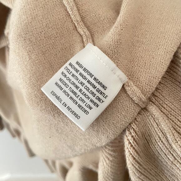 Soft Ruffle Cardigan Beige Knit Romantic Academia Balletcore Feminine Sweater L - Picture 5 of 7